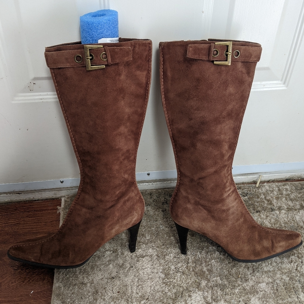 Franco Sarto Suede Buckle Belt Boot